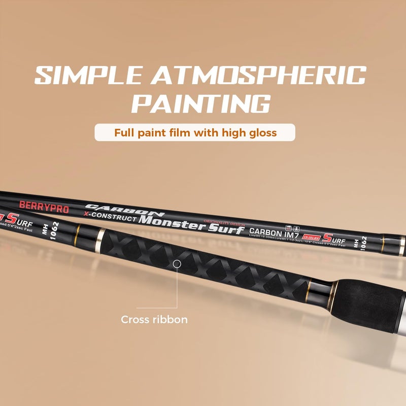 BERRYPRO Surf Spinning Rod Graphite Surf Fishing Rod (9'/10'/12') (10'6''-2pc) - Image 4